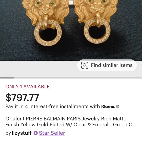 🔥Rare Find🔥Vintage BALMAIN Lionshead Doorknocker Earrings ..Authentic..Clip On - Picture 3 of 3